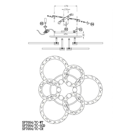 Потолочные люстры — Потолочная люстра Seven Fires Talek SF7054/7C-CR-BL купить в 