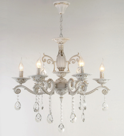 Люстры подвесные — 02943/6 белый с патиной золото купить в 