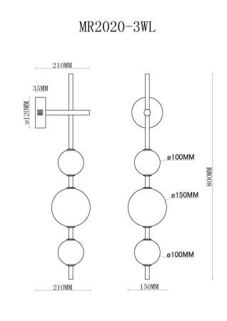 Настенные бра — Бра MyFar MR2020-3WL купить в 