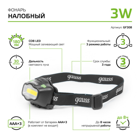 Фонари — Фонарь Gauss GF308 купить в 