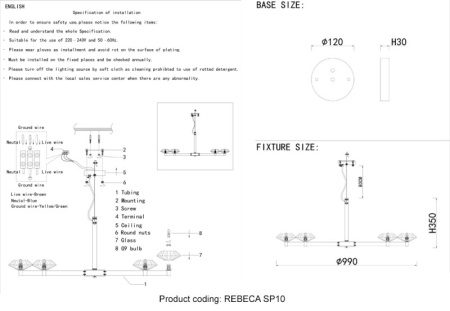 Люстры подвесные — Подвесная люстра Crystal Lux REBECA SP10 NICKEL купить в 