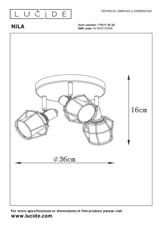 Накладные светильники — Накладной светильник LUCIDE 77977/13/30 купить в 