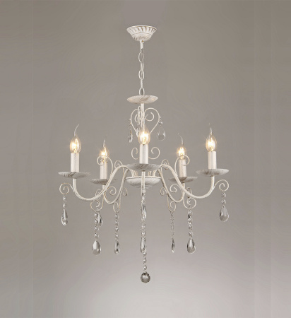 Люстры подвесные — 2841/5 белый с патиной хром купить в 