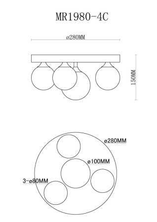 Люстры накладные — Накладная люстра MyFar MR1980-4C купить в 