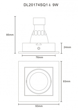 Встраиваемые точечные светильники — Встраиваемый светильник Donolux DL20174SQ1B купить в 