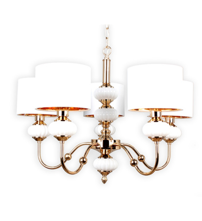 Люстры подвесные — 42302/5 золото+белый купить в 