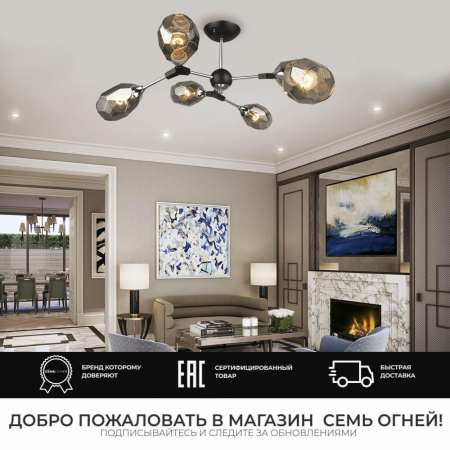 Потолочные люстры — Потолочная люстра Seven Fires Betney SF3330/6C-BK-CR-SMK купить в 