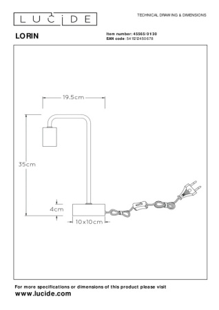 Настольные лампы — Настольная лампа LUCIDE 45565/01/30 купить в 