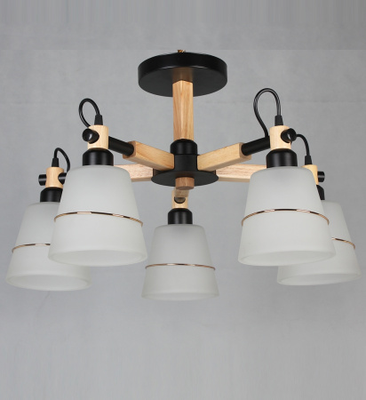 Потолочные люстры — 42228/5 черный+дерево купить в 