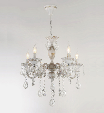 Люстры подвесные — 2947/5 белый с патиной хром купить в 