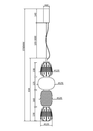 Подвесные светильники — Подвесной светильник Maytoni MOD267PL-L32CH3K купить в 