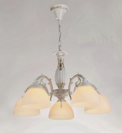 Люстры подвесные — 02923/5 белый с патиной золото купить в 