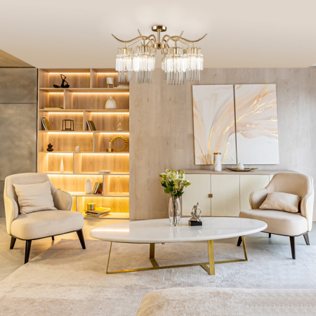 Люстры на штанге — Люстра на штанге Eurosvet 10119/8 золото/прозрачный хрусталь Strotskis купить в 