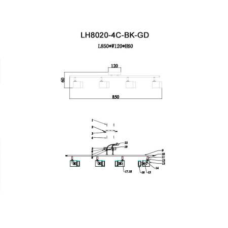 Споты — Спот Lumien Hall Саурис LH8020/4C-BK-GD купить в  Споты — Спот Lumien Hall Саурис LH8020/4C-BK-GD купить в