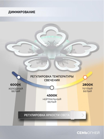 Потолочные люстры — Потолочная светодиодная люстра Seven Fires Ferenk SF5028/5C-WT-RGB купить в 