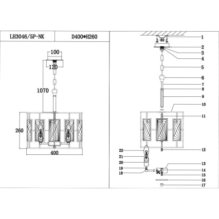 Люстры подвесные — Подвесная люстра Lumien Hall Барумини LH3046/5P-NK купить в 