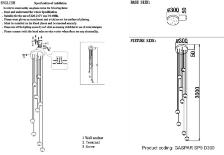 Люстры каскадные — Каскадная люстра Crystal Lux GASPAR SP9 D300 WHITE купить в 