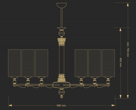 Люстры на штанге — Люстра на штанге Kutek MER-ZW-6(N) купить в 