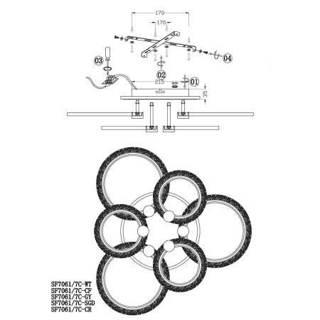 Потолочные люстры — Потолочная люстра Seven Fires Snorri SF7061/7C-CF-BL купить в 