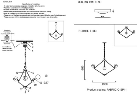 Люстры подвесные — Подвесная люстра Crystal Lux FABRICIO SP11 CHROME/TRANSPARENTE купить в 