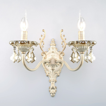 Настенные бра — Бра Eurosvet 3281/2 белый с золотом/тонированный хрусталь Strotskis купить в 