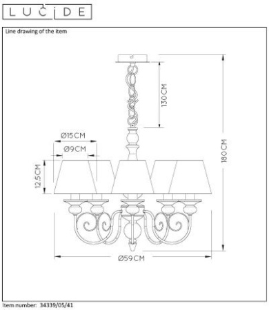 Люстры подвесные — Подвесная люстра LUCIDE 34339/05/41 купить в 