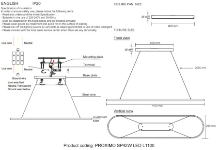 Подвесные светильники — Подвесной светильник Crystal Lux PROXIMO SP42W LED L1100 BLACK купить в 