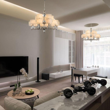 Люстры подвесные — Подвесная люстра Lumien Hall Малье LH1053/15H-NK-WT купить в 