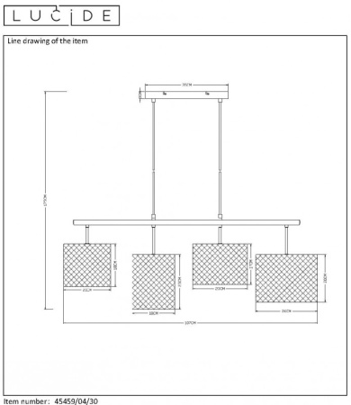 Подвесные светильники — Подвесной светильник LUCIDE 45459/04/30 купить в 