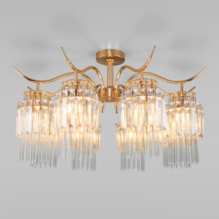 Люстры на штанге — Люстра на штанге Eurosvet 10119/8 золото/прозрачный хрусталь Strotskis купить в 