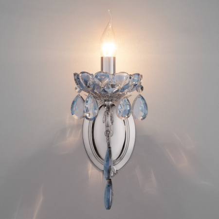 Настенные бра — Бра Eurosvet 10109/1 хром/лазурный хрусталь Strotskis купить в 
