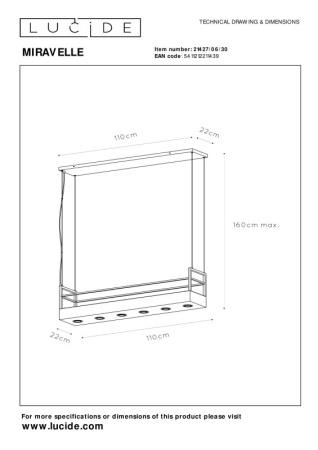 Подвесные светильники — Подвесной светильник LUCIDE 21427/06/30 купить в 