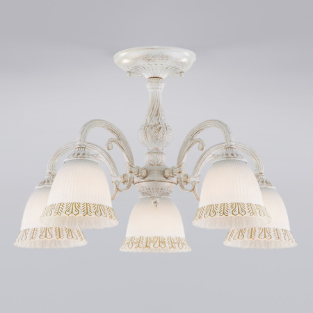 Люстры на штанге — Люстра на штанге Eurosvet 60107/5 белый с золотом купить в 