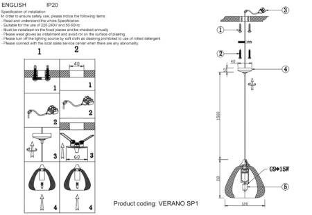 Подвесные светильники — Подвесной светильник Crystal Lux VERANO SP1 SILVER купить в 