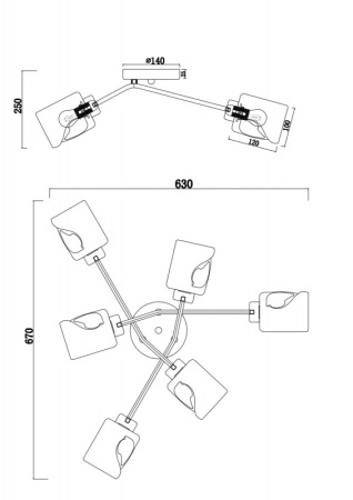 Люстры накладные — Накладная люстра Freya FR5095CL-06G купить в 