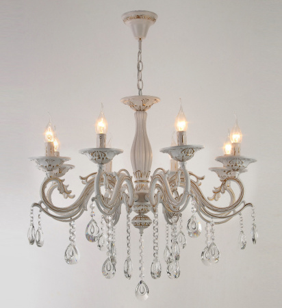 Люстры подвесные — 02929/8 белый с патиной золото купить в 