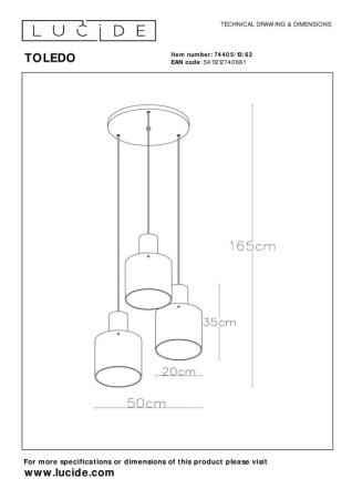 Люстры каскадные — Каскадная люстра LUCIDE 74405/13/62 купить в 