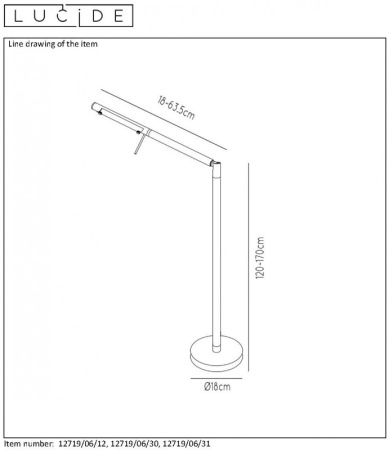 Торшеры и напольные светильники — Торшер LUCIDE 12719/06/30 купить в  Торшеры и напольные светильники — Торшер LUCIDE 12719/06/30 купить в