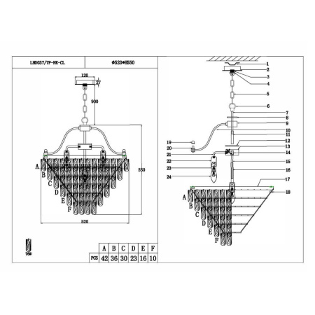 Люстры подвесные — Подвесная люстра Lumien Hall Salvatore LH0037/7P-NK-CL купить в 