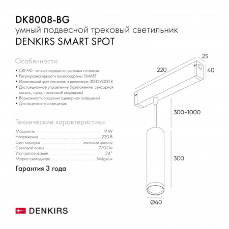 Трековые светильники — Светильник на шине Denkirs DK8008-BG купить в  Трековые светильники — Светильник на шине Denkirs DK8008-BG купить в