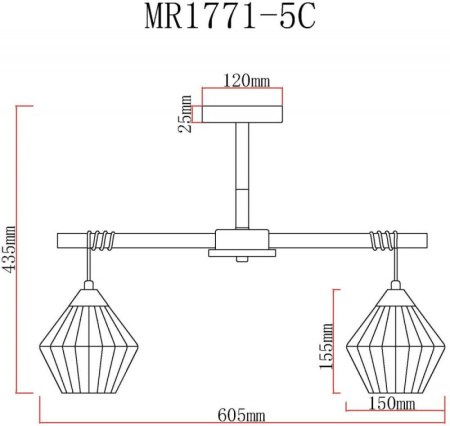 Люстры на штанге — Люстра на штанге MyFar MR1771-5C купить в 