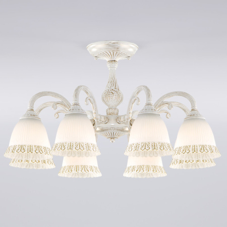 Люстры на штанге — Люстра на штанге Eurosvet 60107/8 белый с золотом купить в 