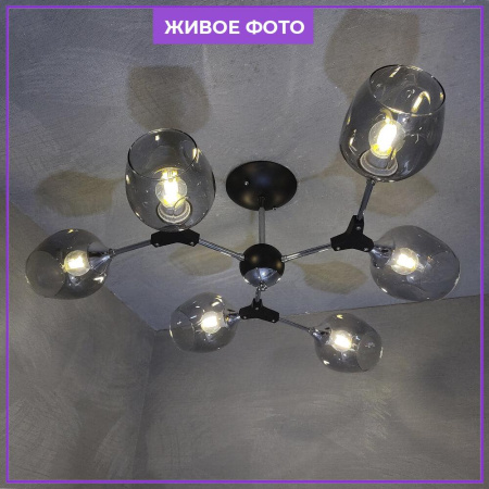 Потолочные люстры — Потолочная люстра Seven Fires Mouzes SF3328/6C-BK-CR-SMK купить в  Потолочные люстры — Потолочная люстра Seven Fires Mouzes SF3328/6C-BK-CR-SMK купить в
