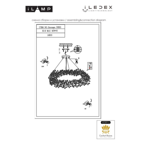 Люстры подвесные — Подвесная люстра iLamp 9065-D600 GD купить в 