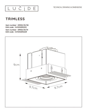 Встраиваемые точечные светильники — Встраиваемый светильник LUCIDE 09925/01/31 купить в 