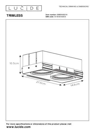Встраиваемые точечные светильники — Встраиваемый светильник LUCIDE 09931/02/31 купить в 