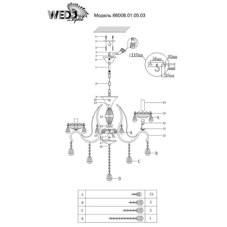 Люстры подвесные — Подвесная люстра Seven Fires Bendix 66008.01.05.03 купить в 