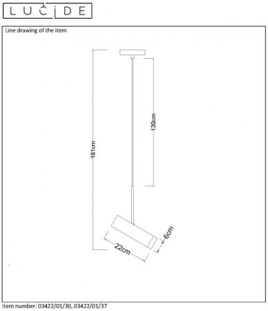 Подвесные светильники — Подвесной светильник LUCIDE 03422/01/37 купить в 
