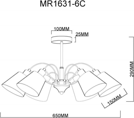 Люстры на штанге — Люстра на штанге MyFar MR1631-6C купить в 