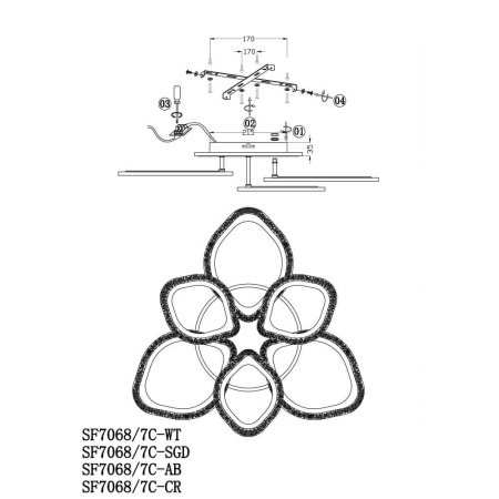Потолочные люстры — Потолочная люстра Seven Fires Lejv SF7068/7C-AB-BL купить в 